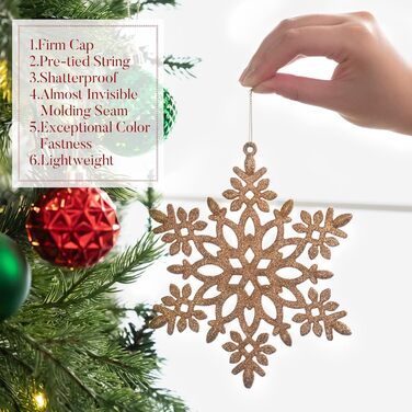 50 шт. прикраси на ялинку Valery Madelyn, 5 см, біло-золоті, пластикові, з кріпленням, для ялинки, стійкі до пошкоджень, прикраси на Різдво (червоний, зелений, золотий)