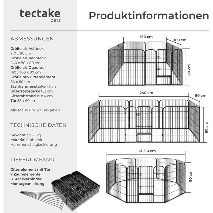 Тектейк вольєр для цуценят, 60 см, 8 граней, чорний - 402502