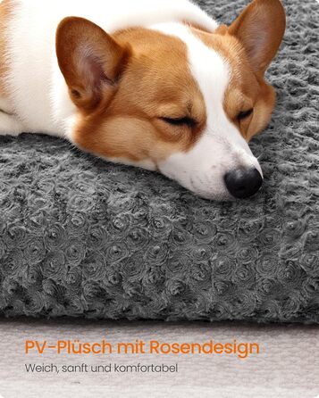 Ліжко для собак Feandrea XL, м'яка підстилка для великих собак, 110 x 73 см, сірий колір, PGW293GN01