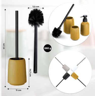 KADAX Bathroom Accessories Set, Modern Bathroom Accessories, Ceramic Bathroom Accessories, Bathroom Accessories (White: Toothbrush Holder, Soap Dispenser, Toilet Brush) (Yellow: Soap Dispenser, Toilet Brush, 2)