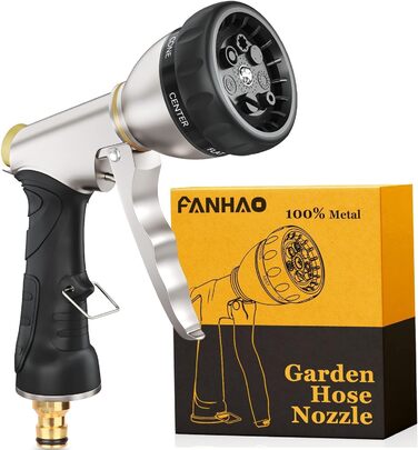 FANHAO Metal Garden Handheld Shower Head, High-Quality and Robust, 7-Function Garden Spray Gun for Garden, Car Washing, and Home Use, Multifunctional Watering Nozzle
