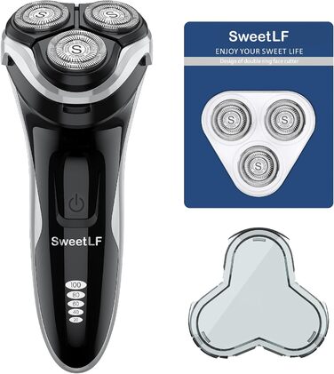 Електричний чоловічий бритва SweetLF SWS7105BK: мокрий/сухий, з тримером, IPX7, LCD-дисплей, 3 змінні насадки