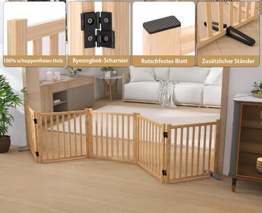 Дверцята для собак з дерева, розкладні, для кухні, коридору, вітальні, на сходи, кутова установка, підходять для собак маленьких та середніх порід, дерев'яного кольору, 2P 58см, захисний загін для собак (5-58)