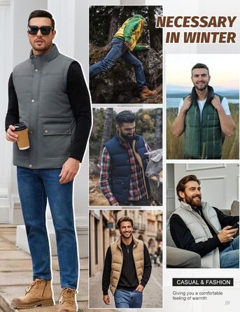 Xnova чоловіча зимова жилетка з підкладкою Thero Sherpa, тепла флісова жилетка, зимова куртка, жилетка для полювання, робоча жилетка, утеплена жилетка для активного відпочинку, сіра, розмір M