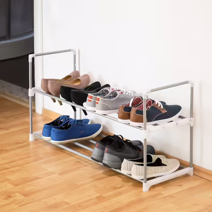 Relaxdays Shoe Rack, Metal, Silver