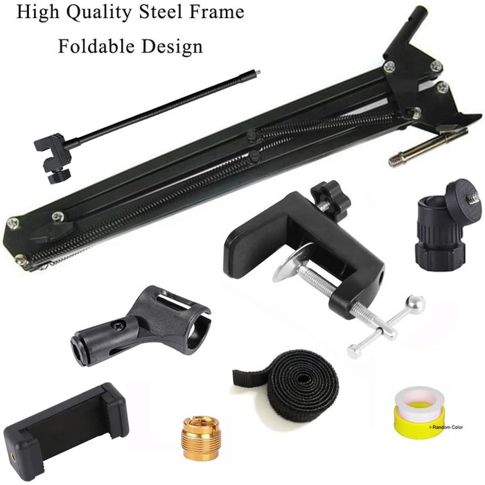 Кріплення для мікрофона на штативі (гусак) 2-в-1 з тримачем для веб-камери та телефону. Сумісний з Blue Yeti, HyperX QuadCast, Logitech C920, C930 та іншими.