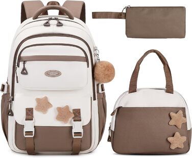 Набір шкільних рюкзаків для дівчаток Lässig: 3 шт. (рюкзак, пенал, ланчбокс) для 2-5 класів. Коричневий
