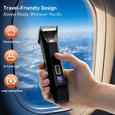 VIKICON Триммер для тіла та волосся, 2-в-1, чоловічий, з LED-підсвічуванням, акумуляторний, чорний