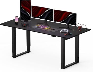 Регульований стіл Sanodesk (180x110 см) - кутовий, з двома моторами, пам'ять, білий. Розміри: 180x80 см, чорний
