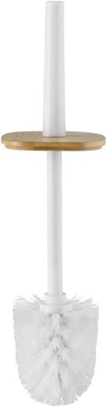Набір для туалету WENKO Rotello: щітка та тримач з бамбуковим кришкою, білий/натуральний, Ø 10 x 36 см
