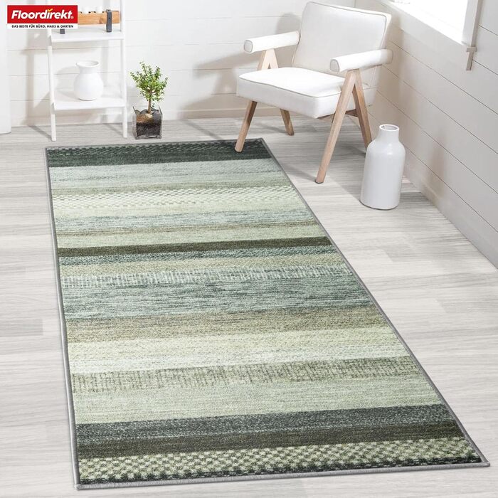 Килимок для кухні, прихожої та вітальні Floordirekt - килимок на замовлення, метр, килимок для прихожої, кухонний килимок, килимок для вітальні (80 x 450 см, Naxos - сіро-антрацитовий)