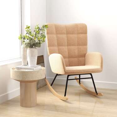 HOMCOM Rocking Chair, Glider Chair, Accent Chair, Recliner Chair with Faux Sheepskin, for Bedroom, Up to 120 kg, Brown | Aosom