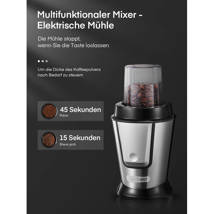 Блендер HOUSNAT Smoothie Maker To Go: портативний, 500W, з пляшкою 570мл, нержавіюча сталь, BPA-free, для смузі та напоїв