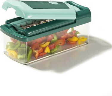 Genius Nicer Dicer Fusion Smart Julienne Slicer | 16-Piece Vegetable Chopper & Slicer Set | Mint Green
