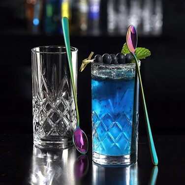 Набір ложок для лате AOOSY 8 шт., 22.7 см, нержавіюча сталь, довга ручка, для кави, коктейлів, десертів, айс-ті, 8 шт. сріблястого кольору (4 шт. кольорові)