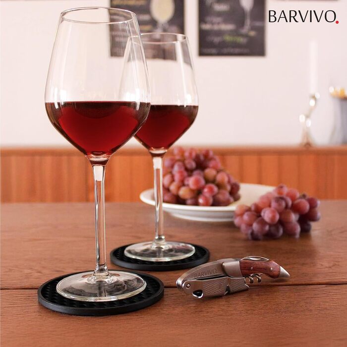 BARVIVO Coasters by Barvivo, Set of 8 Silicone Coasters in Black with Triangles - Drink Coasters to Protect Wood, Glass, or Marble Surfaces - Cup Coasters