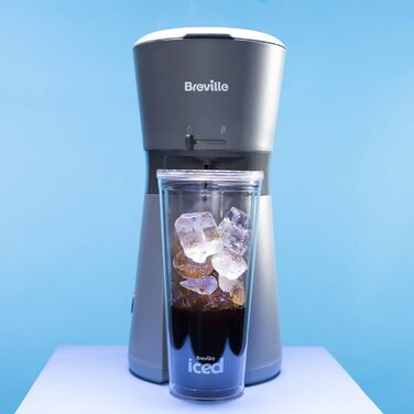 Електрична кавомашина для холодної кави Breville VCF155, індивідуальна порція, чашка з трубочкою, приготування до 4 хвилин, сіра
