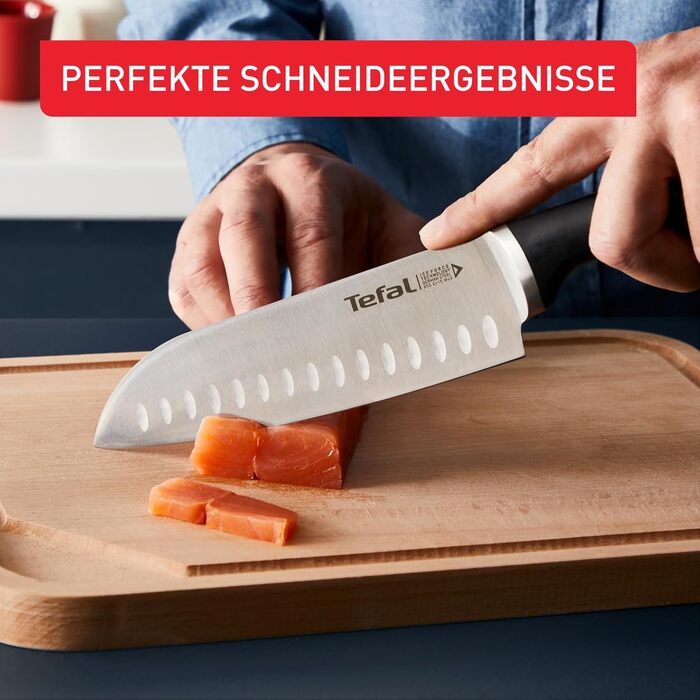 Набір ножів Tefal Ice Force 3 шт: ніж для м'яса 20 см, ніж Сантоку 18 см, універсальний ніж 11 см, нержавіюча сталь, чорний, K232S3