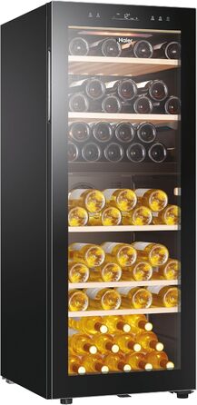 Haier 34 Bottle Wine Refrigerator - 2 Zone Wine Cooler with UV Glass Door, Wi-Fi & Touch Display, Vibration-Free Storage