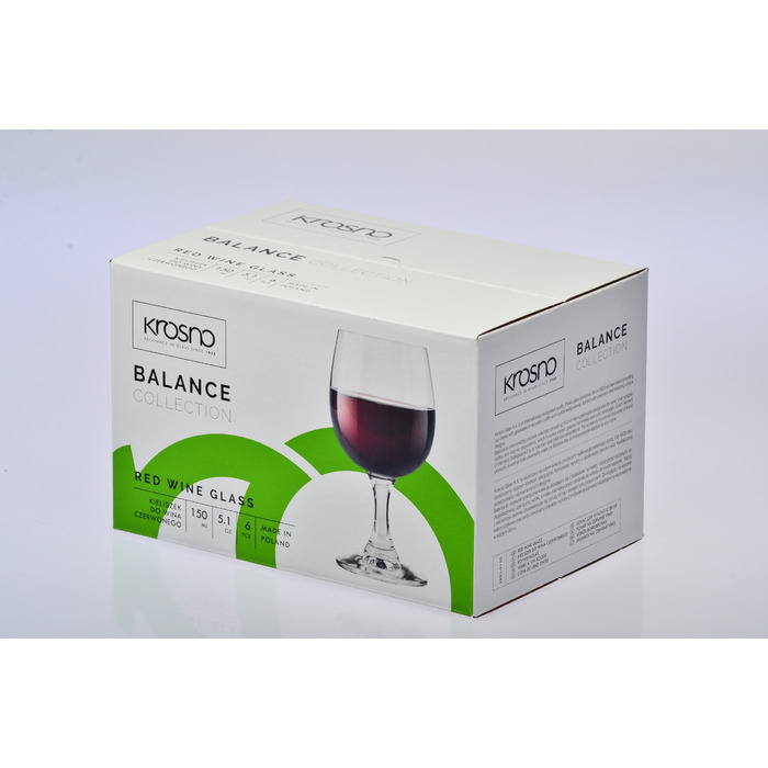 Келихи для червоного вина Krosno Balance, прозорі, 150 мл, 6 шт.