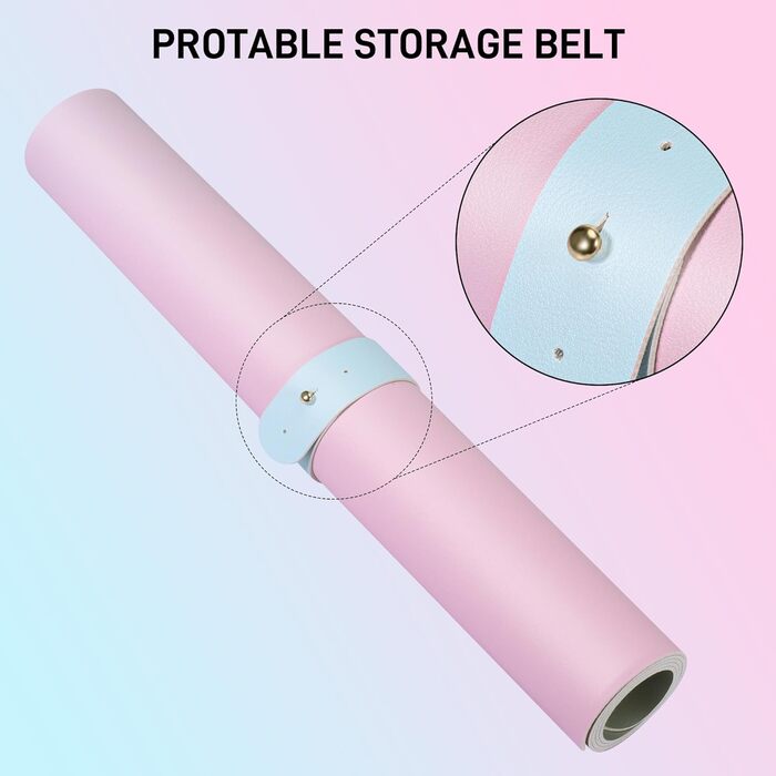 Підкладка для столу зі шкіри, протиковзна, розмір 80x40 см, килимок для миші, для офісу та дому (рожева/блакитна)