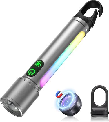 Ліхтар LED акумуляторний 500000 люмен, 9 режимів, XHP90.2, Zoom, IPX7, водонепроникний, для кемпінгу, туризму, надзвичайних ситуацій (сріблястий)