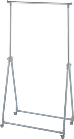 WENKO Clothes Rack Folding, Clothes Storage with Adjustable Clothes Rail and Wheels, Plastic/Metal, 88 x 100-168 x 11-49 cm, Chrome/Grey