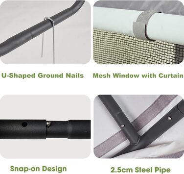 Будка для собак Outdoor 120x120x100 см, водонепроникна, сітка, сірий колір