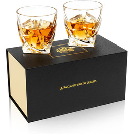 KANARS Whiskey Glasses Set, Lead-Free Crystal Glasses, Whiskey Glass, Beautiful Gift Box, 2-Piece, 300 ml, High Quality