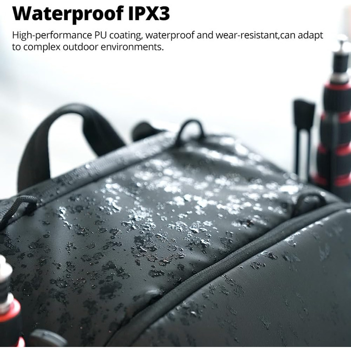 Чорний фоторюкзак AMBITFUL 25L+3L для DSLR/SLR/Mirrorless камер з відділенням для ноутбука та трипода (водонепроникний, ергономічний)