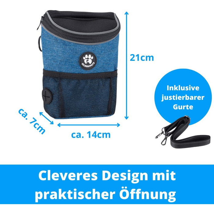 Преміум сумка для цуценят та собак - ідеальна для дресирування та навчання. Функціональна, практична, з відділенням для відходів та дозатором пакетів (Блакитна)