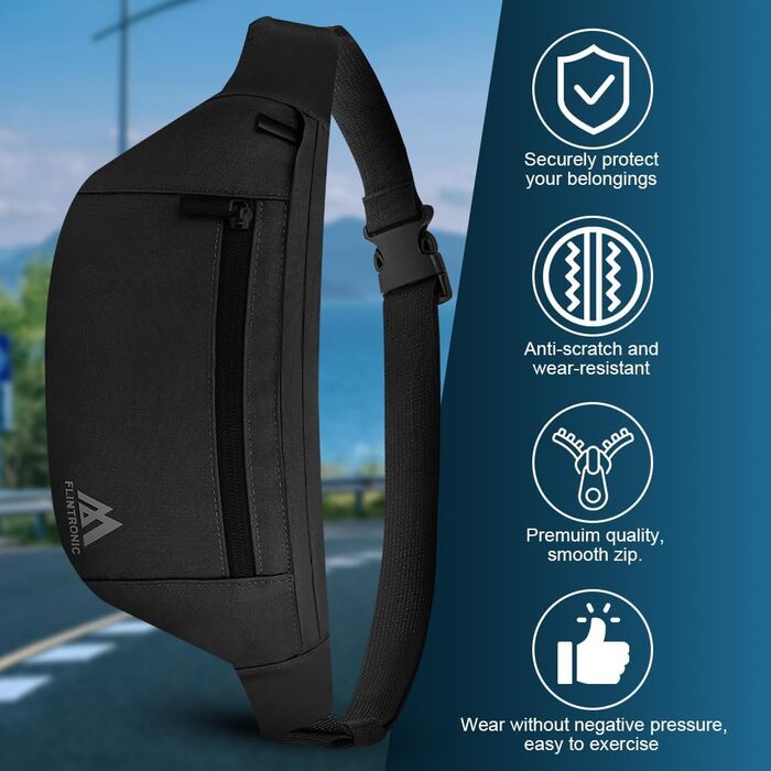 Поясна сумка Flintronic для чоловіків та жінок, стильна сумка на пояс, кросбоді, для спорту, відпочинку, міста, зелена (чорна)