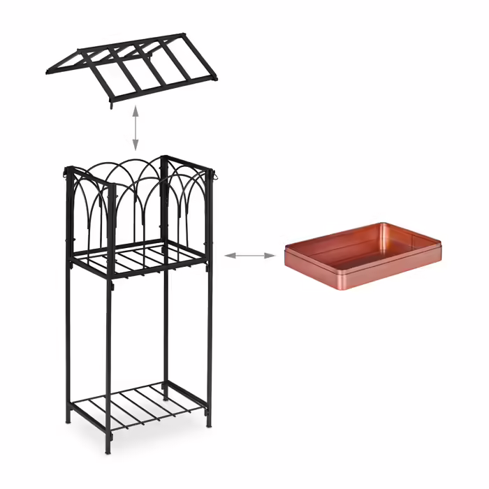 Relaxdays Metal Flower Shelf with Roof