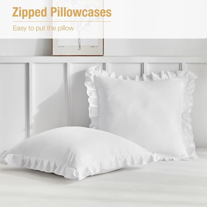 Комплект постільної білизни Lekesky 135x200 (4 шт.) - сірий, квітковий принт, поліестер мікрофібра, з блискавкою