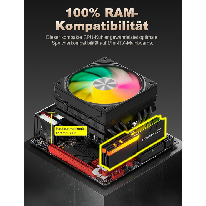 upHere H85KC6: Низькопрофільний кулер для CPU з ARGB підсвічуванням (180W TDP)