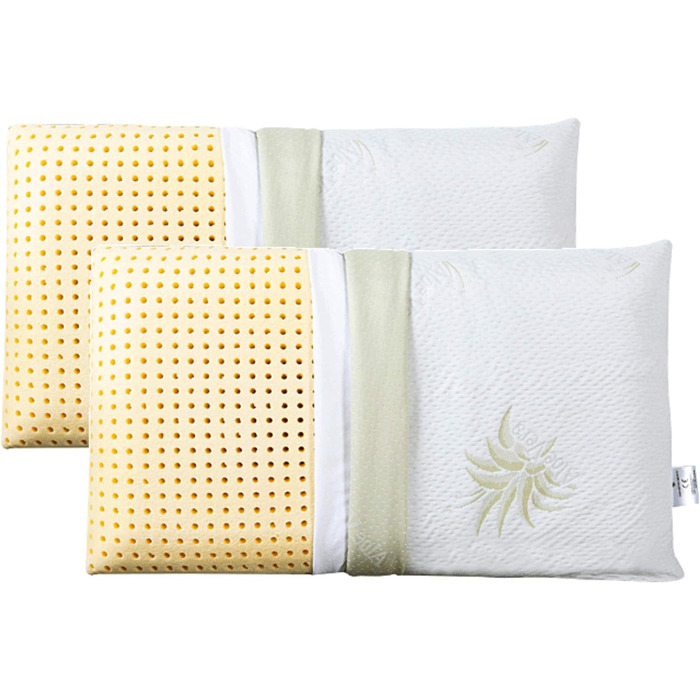 Набір з 2 подушок EVERGREENWEB 40x80 см, 18 см, ортопедичні, Memory Foam, знімний чохол Aloe Vera і бавовна, для болю в шиї, медичний виріб