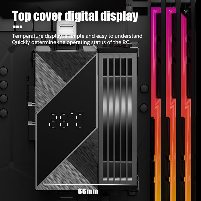 Охолоджувач CPU TZMRIT KF200 з 2 тепловими трубами, RGB LED, чорний, 9 см, 2200 RPM, для LGA115X/1200/17XX/1366, FM1/FM2/AM2/AM3/AM4/AM5