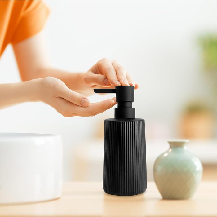 Набір з 2 чорних скляних дозаторів для мила, 250 мл - для ванної, кухні, робочої поверхні