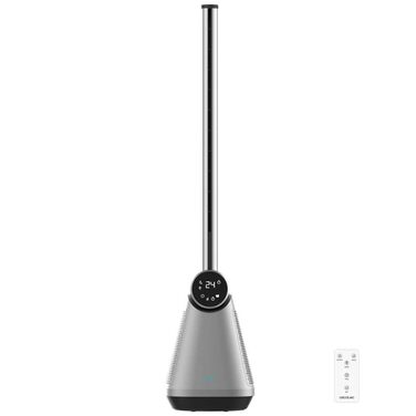 Вентилятор безлопатевий Cecotec EnergySilence 9890 Skyline, 100 см, 50 Вт, сенсорний LED-дисплей, пульт, 3 режими, 3 швидкості, таймер 15 год, кут розхитування 40º, сталева основа, чорний колір