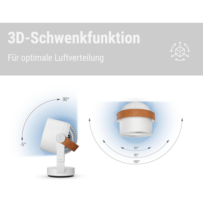 Повітряний циркулятор Stadler Form Leo, білий - вентилятор з поворотом 360°, дистанційне керування, радіус дії 8м