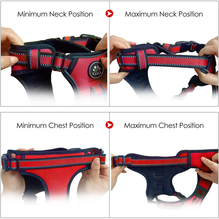 Нашийник для собак середніх порід NESTROAD, розмір M, червоний. Анти-тягнучий нашийник, обхват шиї 33-43 см, обхват грудей 43-64 см. Безпечний нашийник для собак з підкладкою