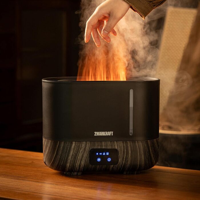 Увлажнитель воздуха 3L с эффектом пламени, тихая ультразвуковая технология, верхний залив, регулируемая интенсивность пара, Cool Mist для спальни