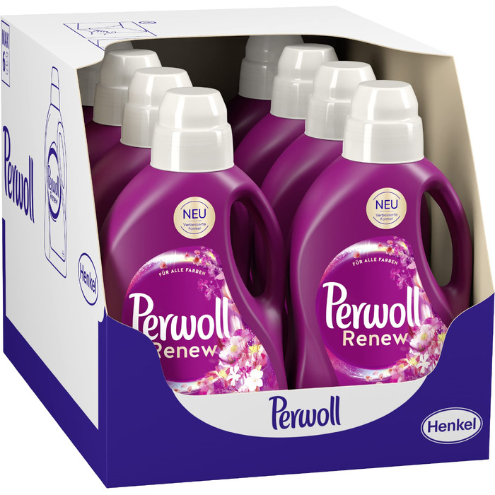 Рідкий засіб для прання Perwoll Renew Blütenrausch для кольорового та білого одягу, інтенсивна свіжість та аромат квітів, 192 прання (набір 8х24)