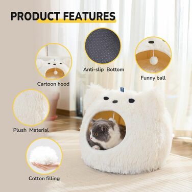 CATISM Cat Cave Cat Bed Washable Cat Sleeping Place for Cats Cute Monster Plush Pet Cat Head Pillow Cat House Cat Cushion Fluffy Kitten Puppy Snuggle Bed Pet Bed
