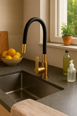 Змішувач для кухні Granite Sink FLEXAR, золотий