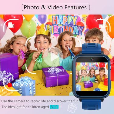 Смарт-годинник Clleylise для дітей 4-12 років: ігри, музика, камера, крокомір, телефон та багато іншого
