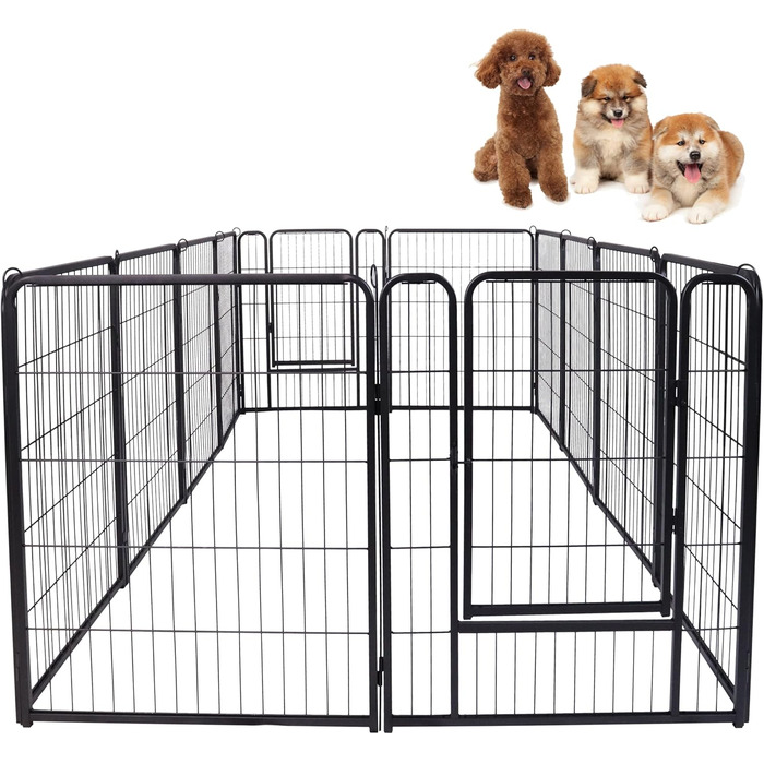 Набір вольєрів для собак SUBTLETY з дверима та ґрунтовими анкерами. Фолдіруваний вольєр для собак, загін для цуценят, захисний загін для тварин. Підходить для саду, кемпінгу (12 шт.)