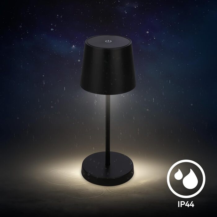 LED лампа BRILONER настільна бездротова, диммирувана торшер, USB-C, для дому та кемпінгу, Ø105x260 мм, чорна