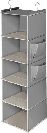 Органайзер для шафи Cozary з 5 відділеннями, складаний, з металевими гачками - сірий