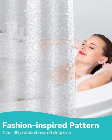 Дзеркальний душовий завіс OTraki 180x200 см, PEVA, антигрибок, з гачками та магнітами